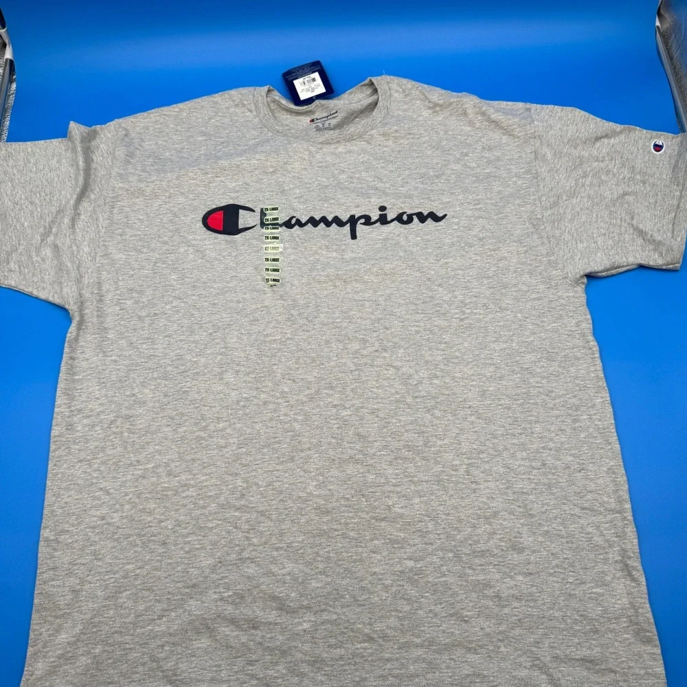 Champion Men's Gray Classic Logo T Shirt‎ Short Sleeve Crew Neck XXL